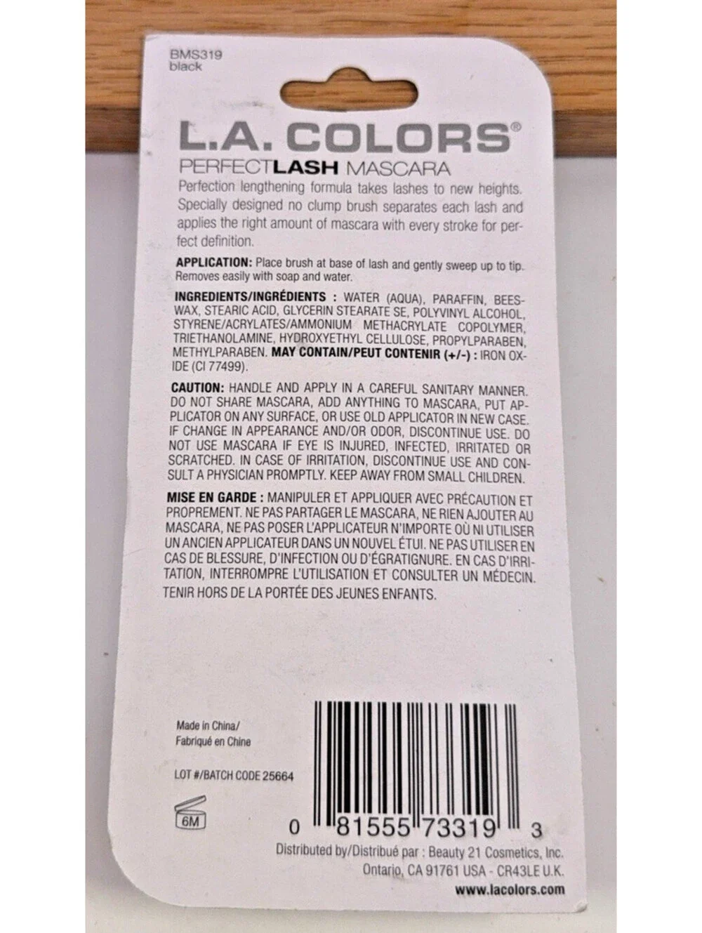 3 L.A. Colors Perfect Lash Black Mascara Lengthens & Defines Lashes Black BMS319